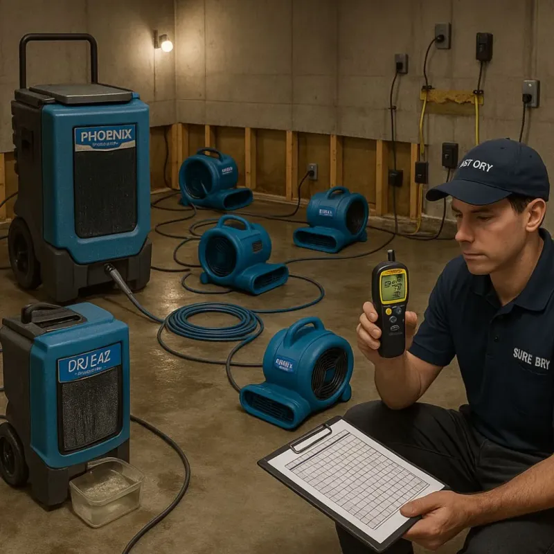 Structural Drying and Dehumidification process in Andrews, TX